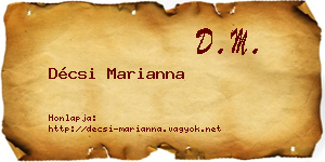 Décsi Marianna névjegykártya